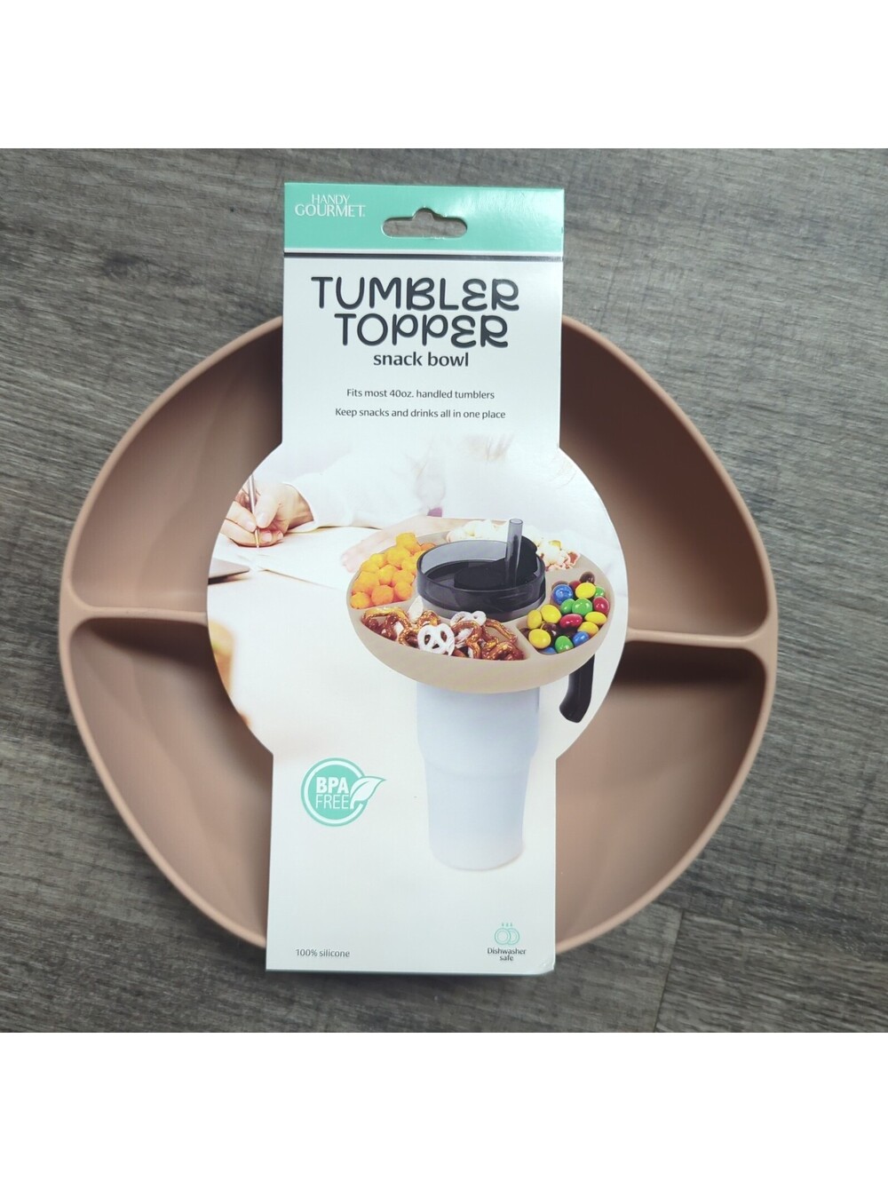 TUMBLER TOPPER SNACK BOWL FITS MOST 40oz TUMBLERS-SILICONE BPA FREE -DW SAFE-NEW